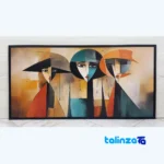Modern Decorative Face Art Piece Black Frame label and packaging view)