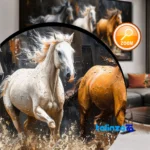 Packaging view of Decorative Horse Wall Art with Black Frame label and