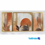 Minimalist Leaf and Circle Art Set - Golden Frame label packaging view)