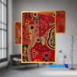 Modern Decorative Wall Art Set T-3428 Gold Frame Simple label and packaging view)