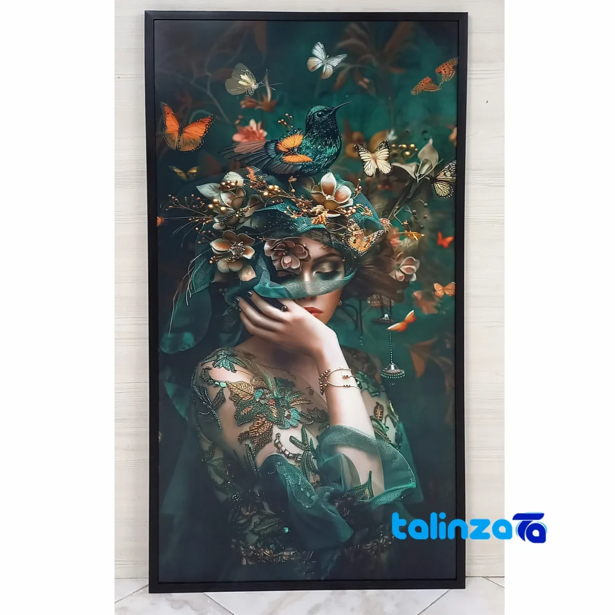 Decorative Portrait Wall Art Butterfly Design - Packaging view showing label and
