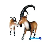 Mountain Goat and Kid Sculpture Set - Artistic Resin Design label packaging view)