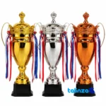 Packaging view of IR041 Trophy Cup Model Statue Set 3 label and