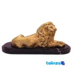 Sitting Lion Statue - Elegant Bronze Craftsmanship - Packaging view showing label and