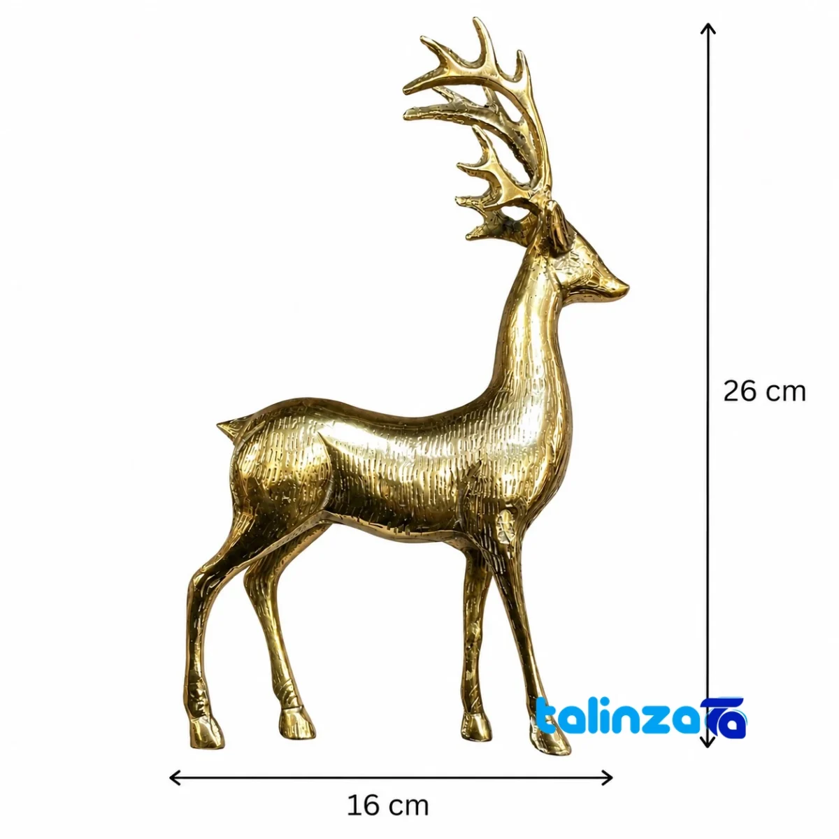 Packaging view of Brass Deer Sculpture Handmade Artistry label and