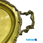 Brass Oval Tray 22702 with Carrying Handles - Packaging view showing label details and pack finish