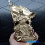 Guan Yu Bronze Statue Set Rock and Flag label packaging view)