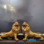 China Bronze Lion Statues Set - Unique Design - Packaging view showing label and