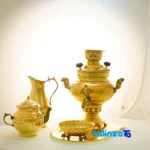H-1266 Brass Charcoal Samovar Set Decorative 5-Piece label and packaging view)