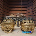 Bamboo Panda Design Bronze Chocolate Holder Set 13.5 x 10 label and packaging view)