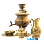 H-1268 Brass Charcoal Samovar Set Decorative 5-Piece label details and pack finish (Packaging view)