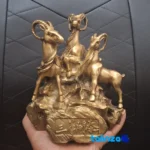 Packaging view of CHNA Bronze Sculpture Ram Design Rock Art label and