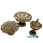 H-2033 Brass Serving Set Decorative Stone Base label and packaging view)