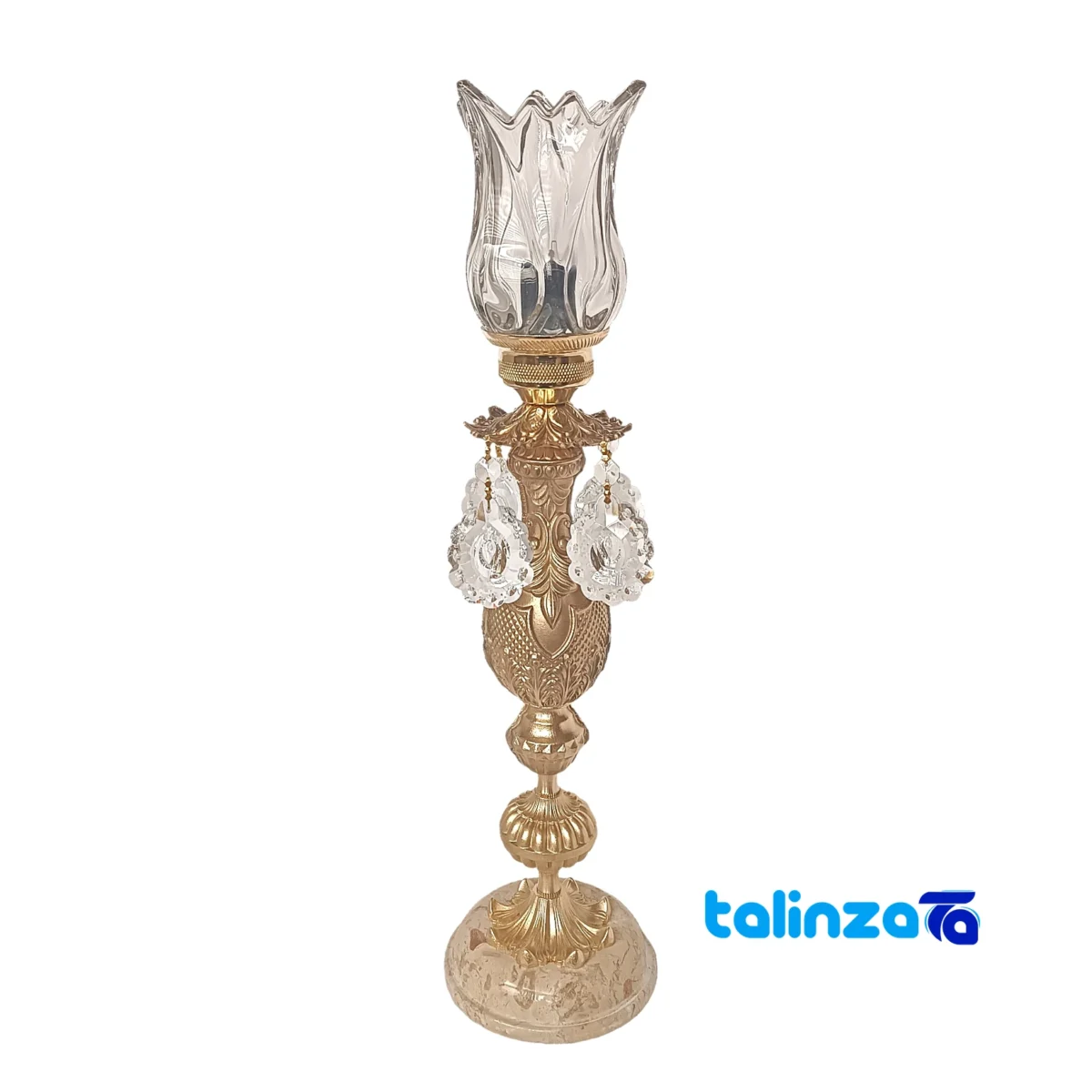 Brass Candle Holder Set H-1347 Elegant Design - Close-up showing saffron strand quality
