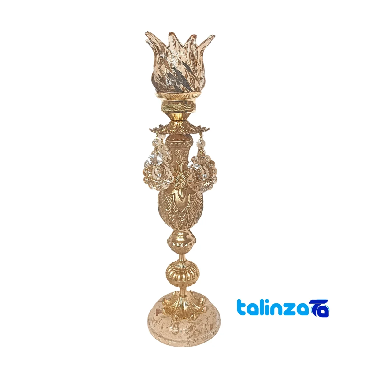 Brass Candle Holder Set H-1352 Elegant Design - Packaging view showing label and