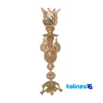 H-1354 Brass Candle Holder Set Elegant Design label and packaging view)