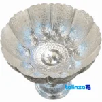 Packaging view of Brass Fruit Bowl Floral Design 23x22x22 cm label and