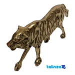 Brass Tiger Sculpture Decorative Art Piece - Packaging view showing label and