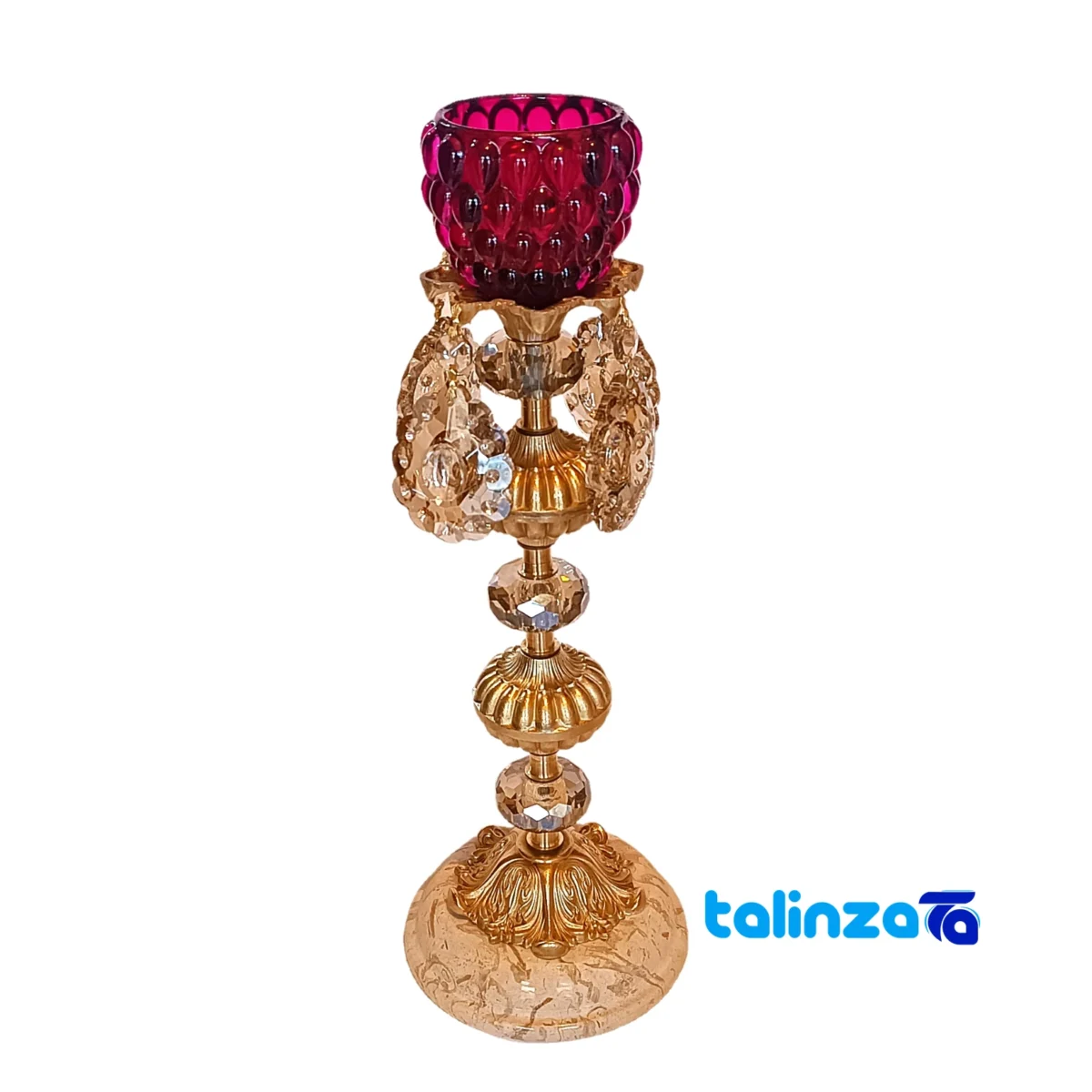 Packaging view of Brass Candle Holder Set H-1328 Elegant Design label and
