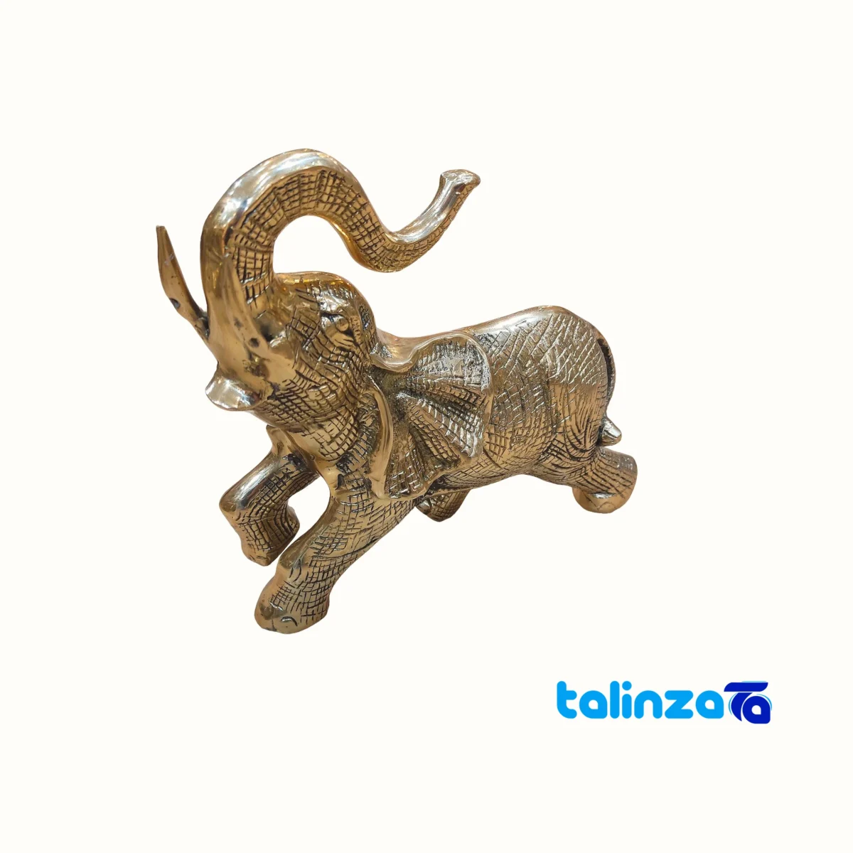 Bronze Elephant Sculpture Artistic Design 29x9x28 cm - Packaging view showing label and