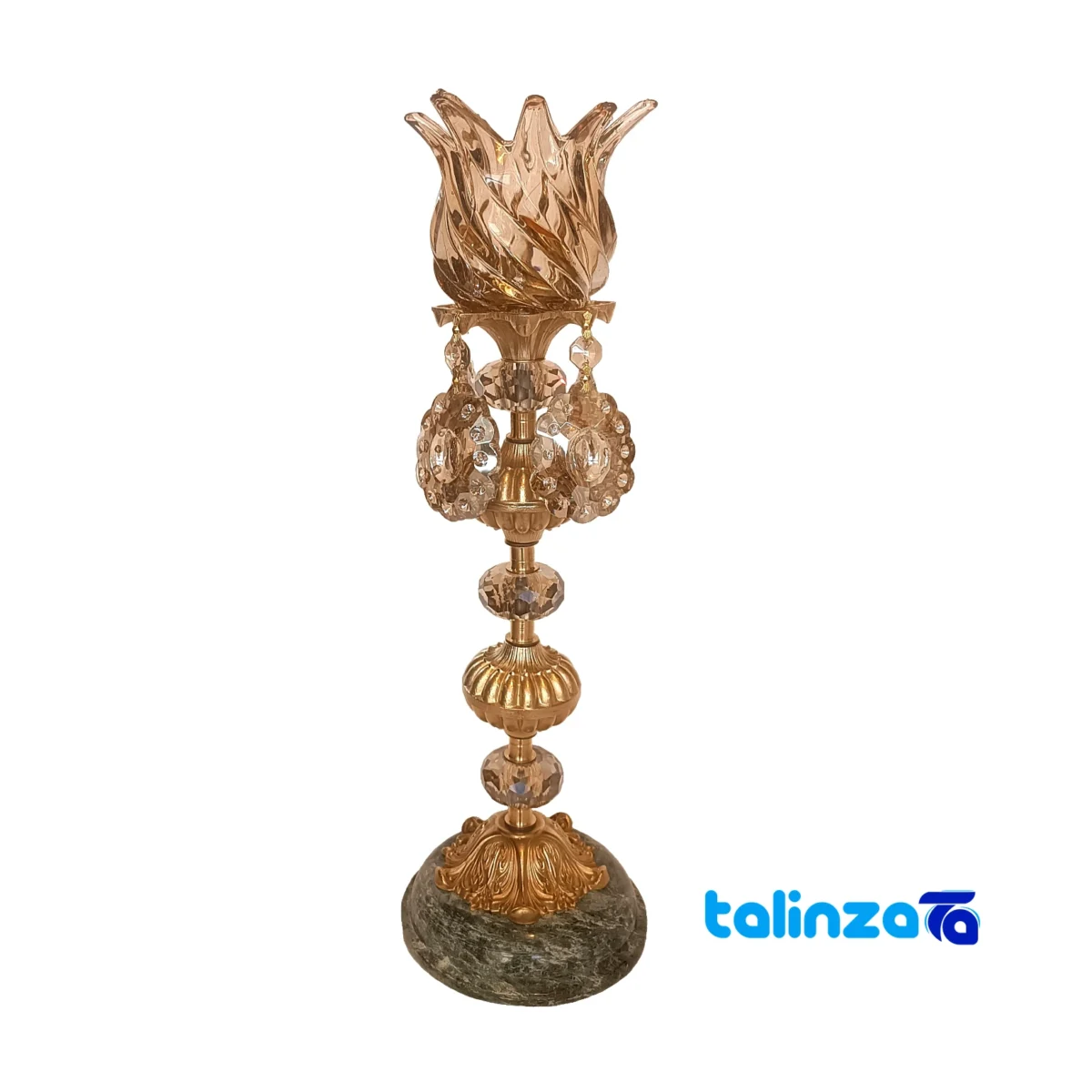 Packaging view of Brass Candle Holder Set H-1339 Elegant Design label and