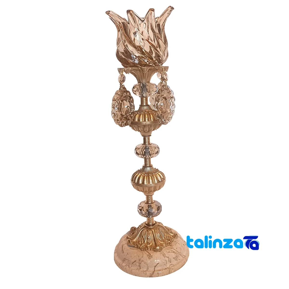 Packaging view of Brass Candle Holder Set Elegant Design label details and pack finish