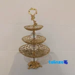 Elegant Brass Three-Tier Candy Dish 24x24x45 cm label and packaging view)