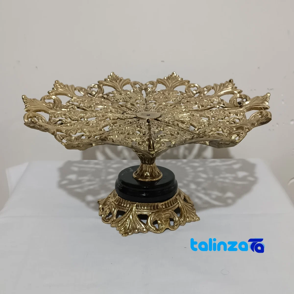 Brass Sweet Dish Model Golbarg M-1051 30x30x16 cm - Packaging view showing label and