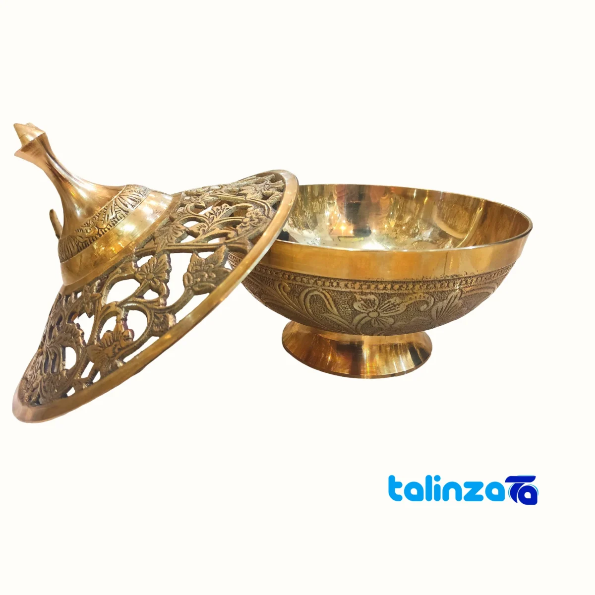 Packaging view of Bronze Nut Bowl A120 - Elegant Design label and
