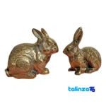 Brass Decorative Rabbit Model Set of Two 26x9x13 cm - Packaging view showing label and