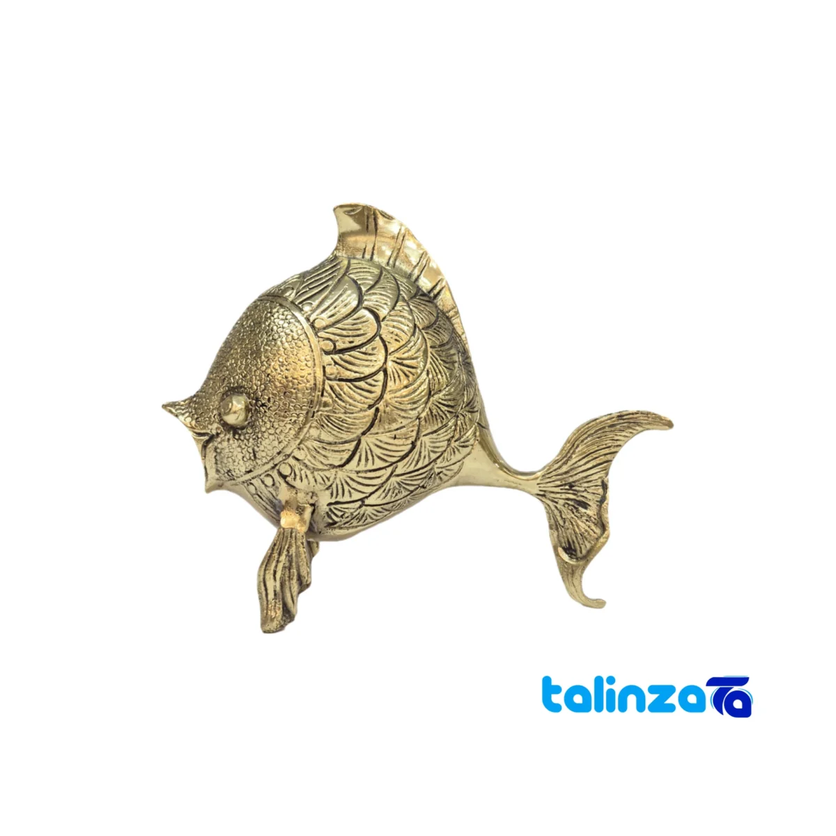 Brass Fish Figurine Charming Design 21x7x17 cm label and packaging view)