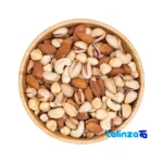 Packaging view of Raw Four-Nut Mix Red Almonds Salted 1000 grams label and