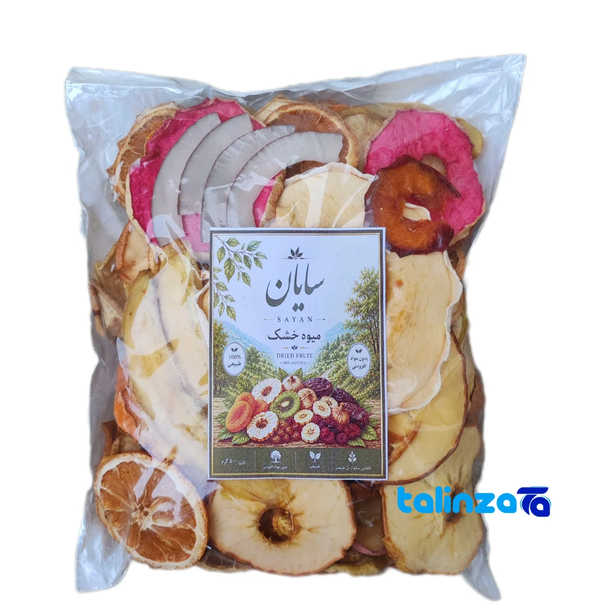 Sayan Mixed Dried Fruits Snack Plastic - Packaging view showing label and