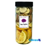 Packaging view of Arghavan Dried Fruit Mix Fluffy Red label and