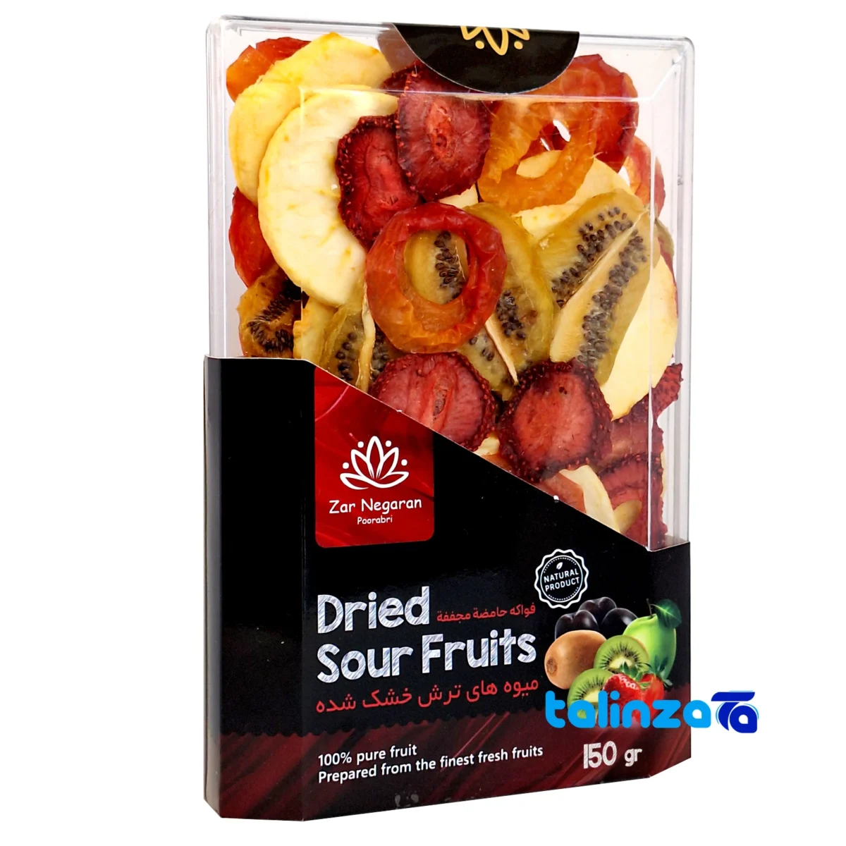 Packaging view of Zar Dried Sour Fruits Mix Delight label and