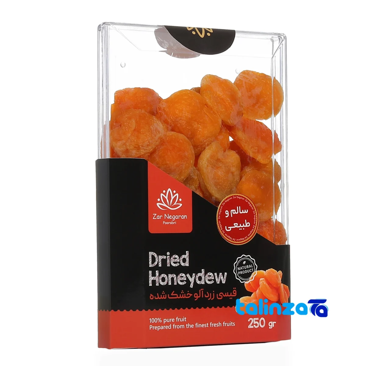Zarngaran Dried Apricot Delight 250 grams label and packaging view)