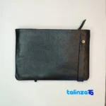 Handcrafted Leather Tote Bag Black - Packaging view showing label and