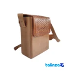 Saya Handmade Leather Bag label and packaging view)