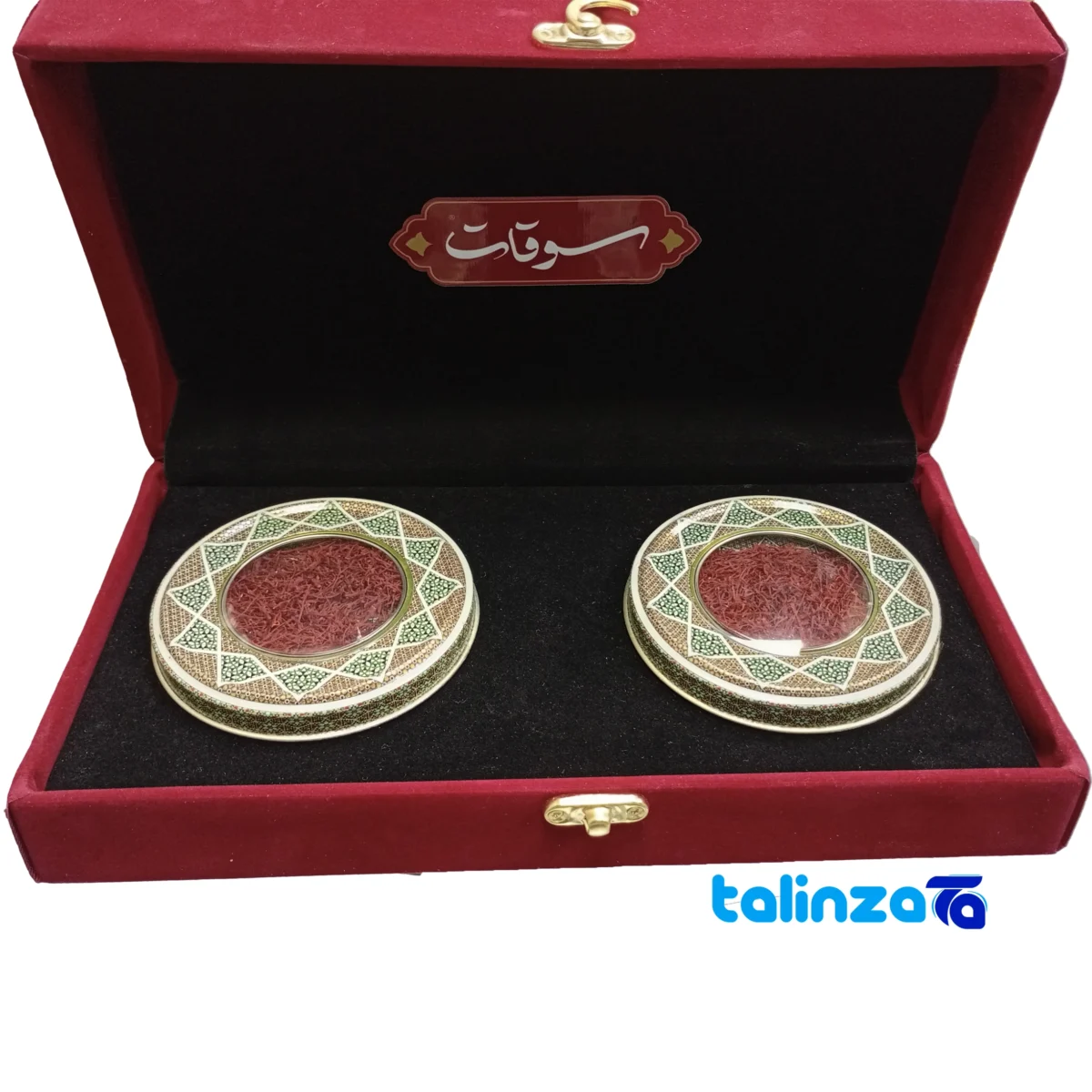 Soghat Premium Saffron Gift Package strand quality (Close-up)