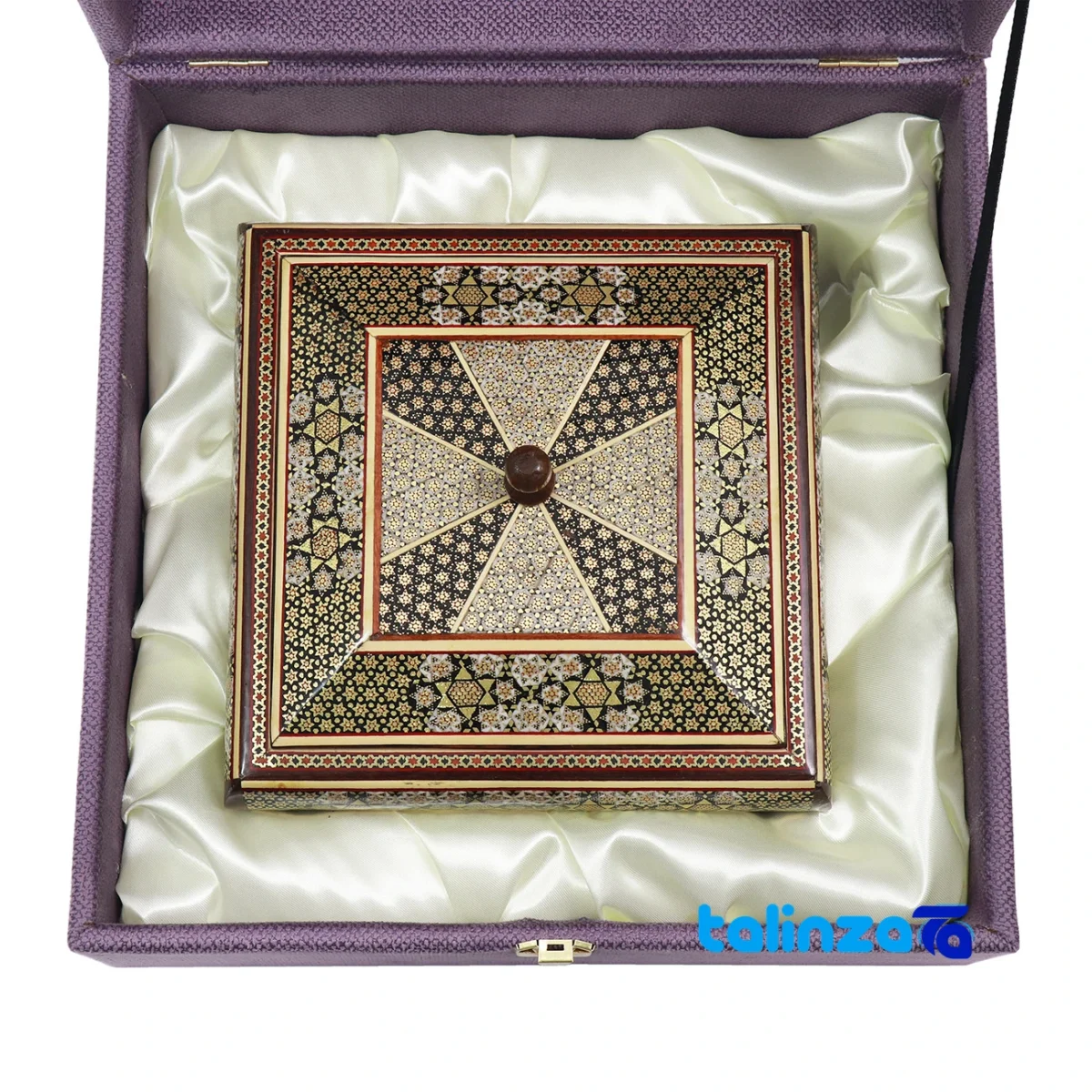 Forouz Gift Set Three-Piece Handcrafted Wood and Fabric - Packaging view showing label