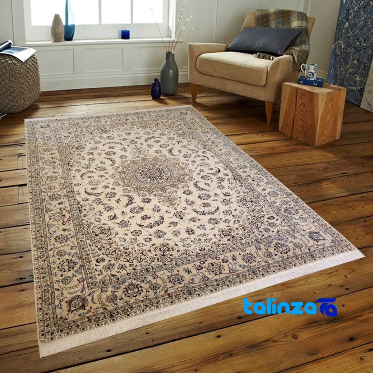 Raza Handmade Carpet Turkmen Nain Design 350x250x2 cm pile texture close-up (Detail view)