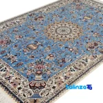 Nain Handwoven Rug Blue Traditional Design Hand wash only material and craftsmanship (Weave close-up)