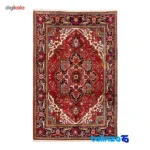 Handwoven Carpet 10.02m² Geometric Design Red pile texture close-up (Detail view)