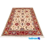 C Persia Handwoven Rug Elegant Cream Design pile texture close-up (Detail view)