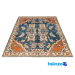 Detail view of Si Persia Handwoven Rug Elegant Blue Design pile texture close-up