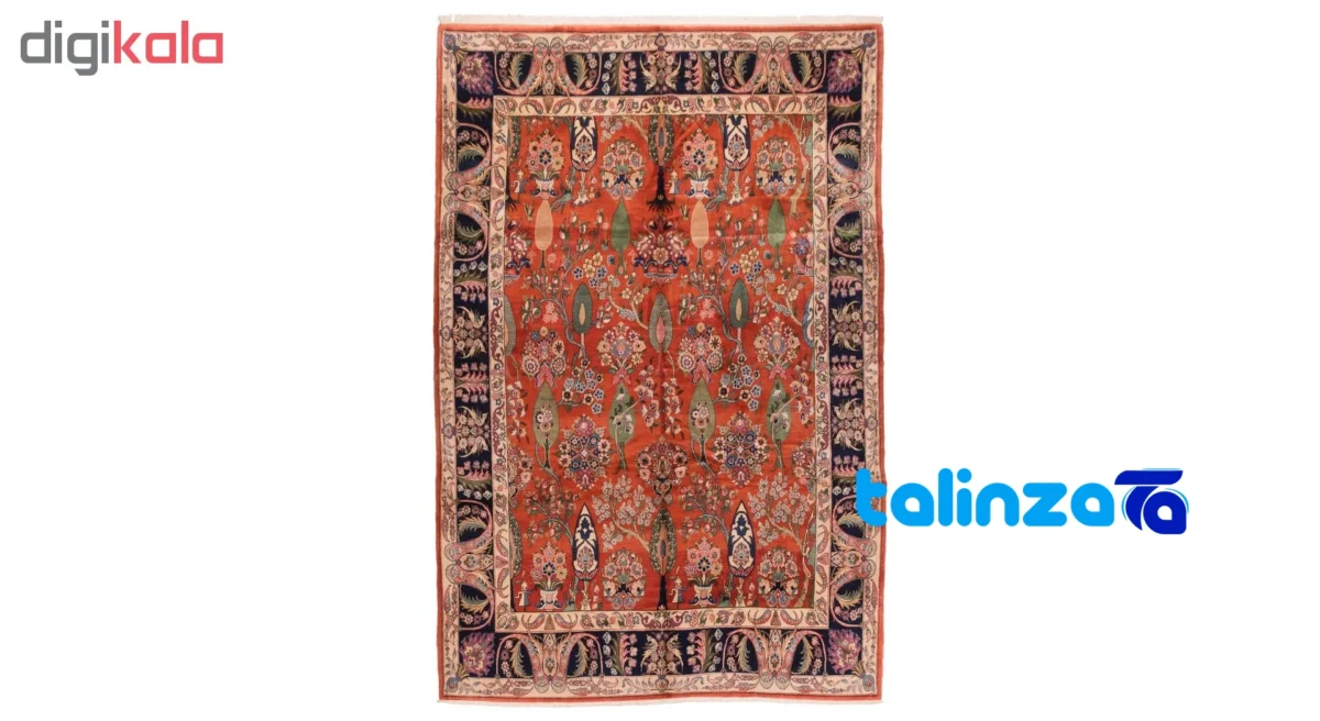 Detail view of C Persia Handwoven Carpet Elegant Red Design pile texture close-up