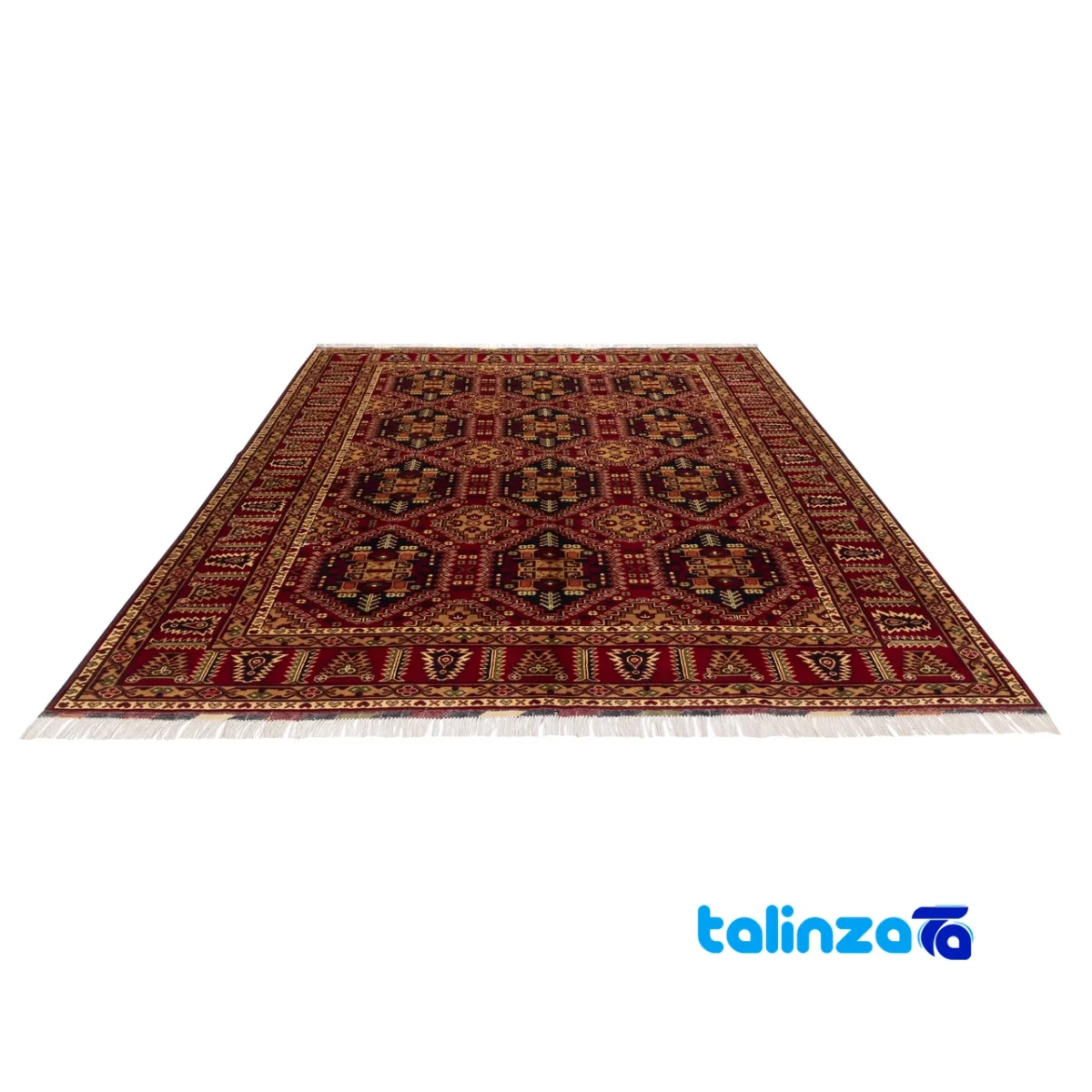 C Persia Handwoven Rug - Luxurious Red Design material and craftsmanship (Weave close-up)