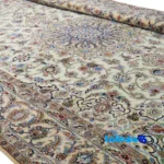 Detail view of Nain Handwoven Carpet Traditional Design pile texture close-up