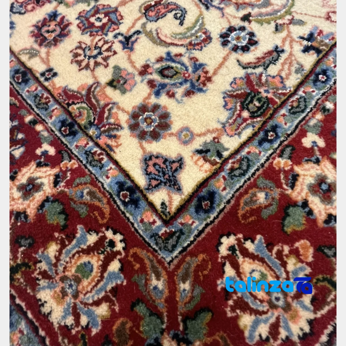 Turkmen Design Handwoven Area Rug Cream Hand washable material and craftsmanship (Weave close-up)