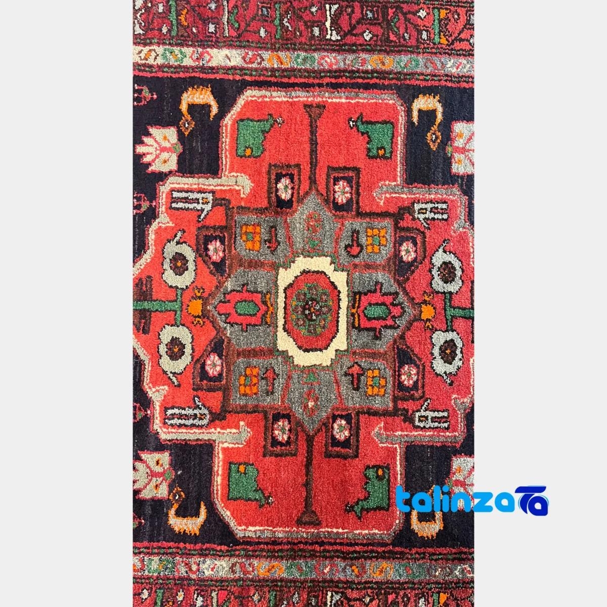 Turkmen Handwoven Area Rug Red Hand wash only - Weave close-up showing material and craftsmanship